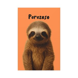 Sloth Canvas Art Print, Spanish, Cute Sloth Wall Decor, Animal Lover Gift, Nursery Art, Kids Room Decoration
