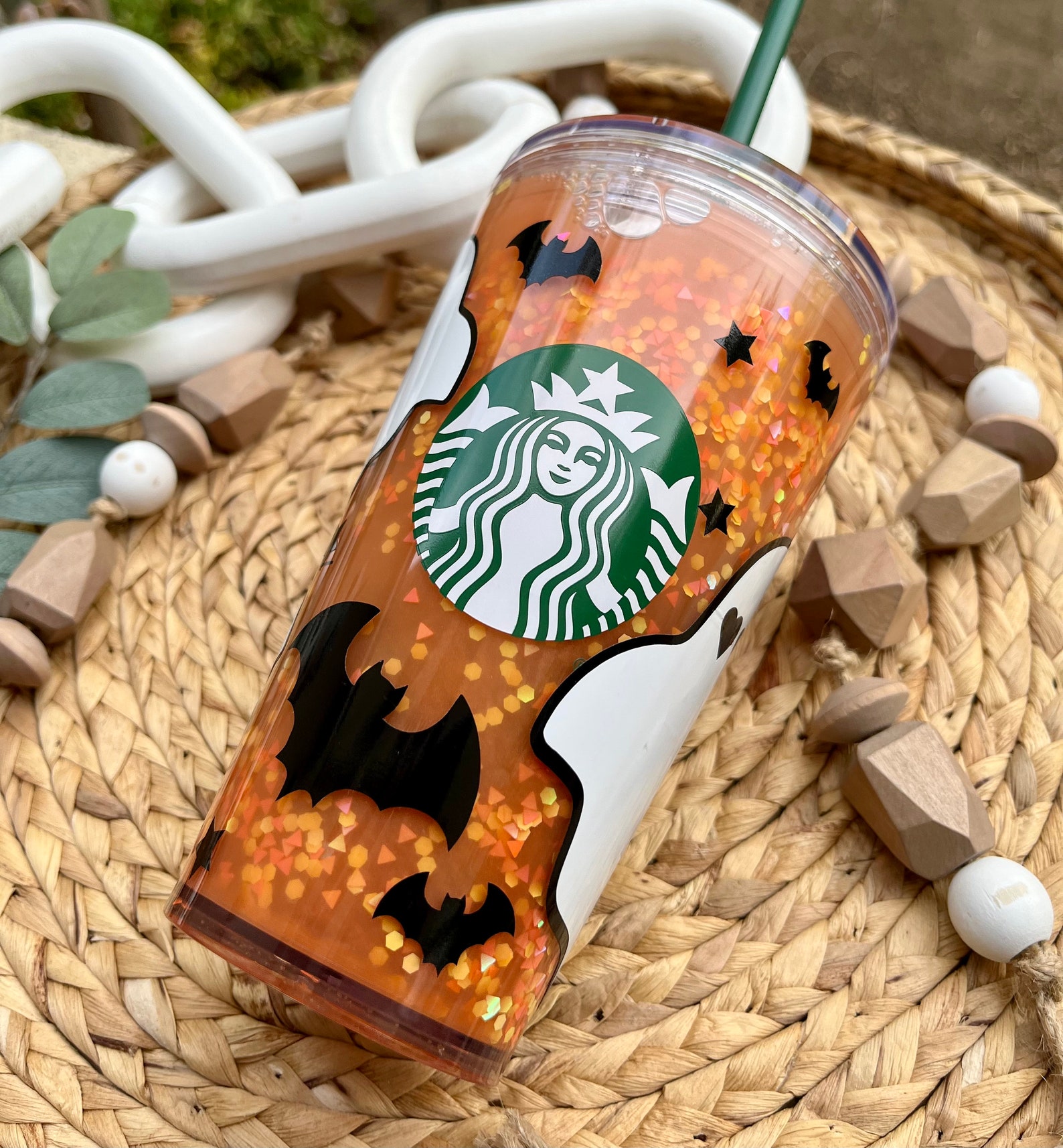 Halloween Tumbler BOO Snow Globe Cup Starbucks Snowglobe - Etsy