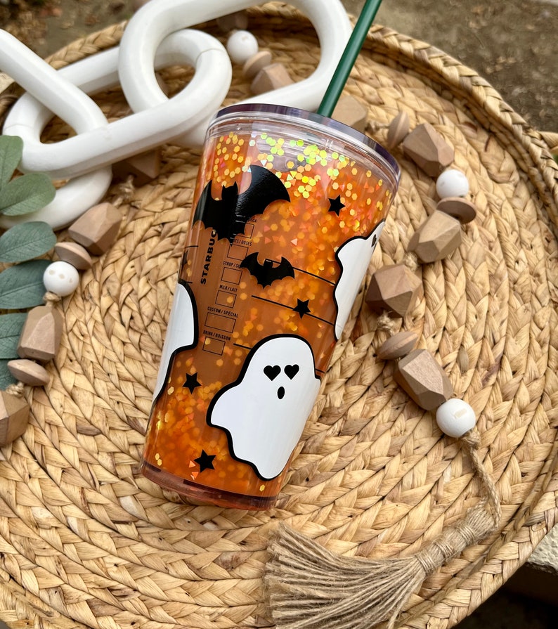 Halloween Tumbler BOO Snow Globe Cup Starbucks Snowglobe Etsy