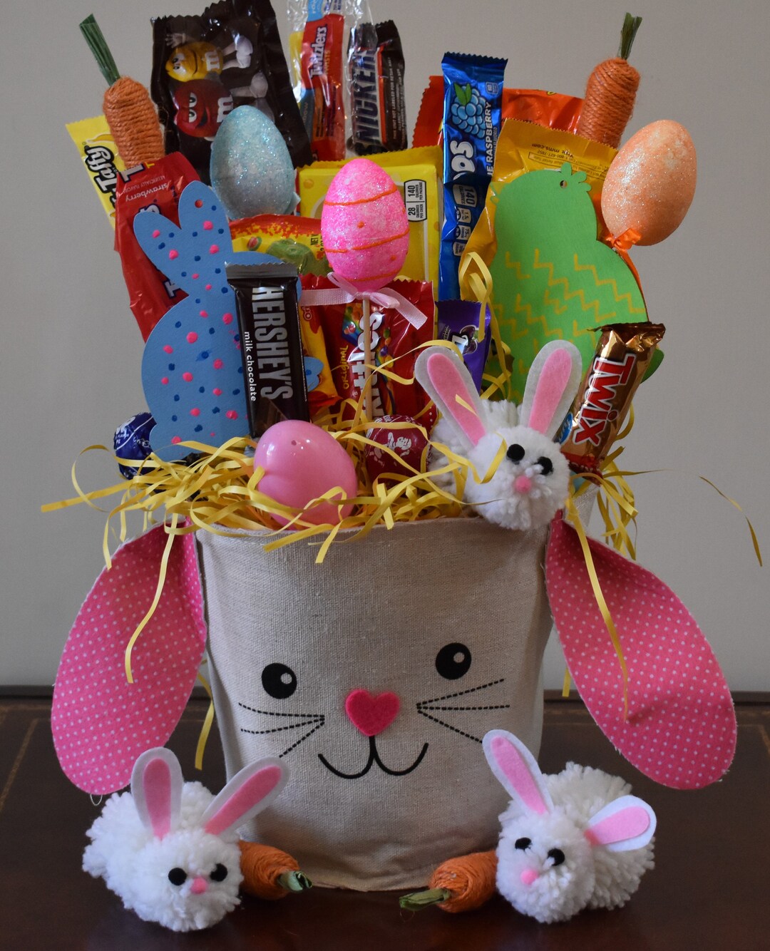 Canvas Prefilled Easter Basket Filled With Candy Easter Eggs Etsy