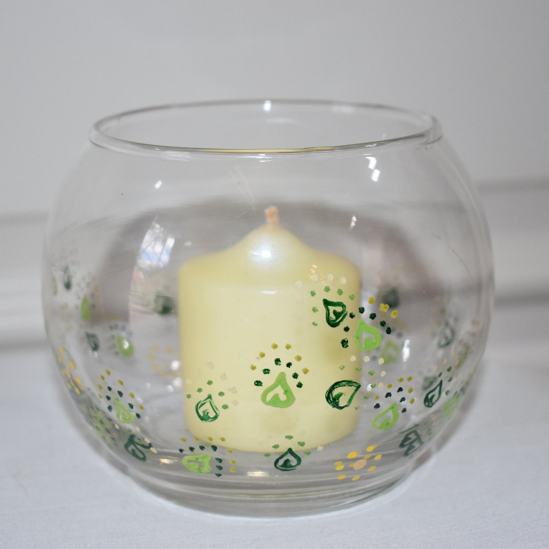 5 Hand Painted Glass Tea Light and Votive Candle Holder Globe Etsy