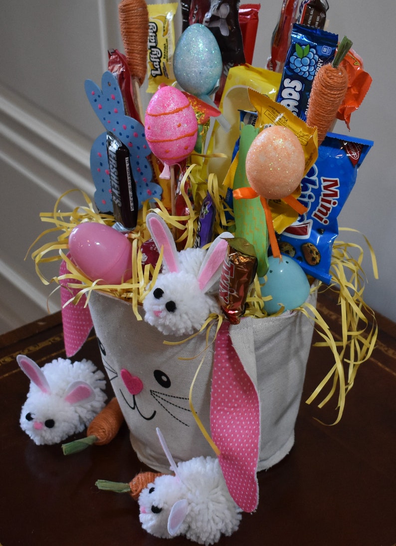 Canvas Prefilled Easter Basket Filled With Candy Easter Eggs Etsy