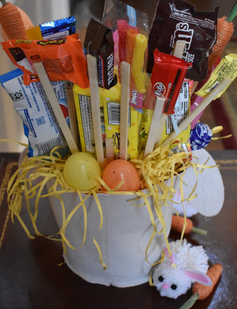 Canvas Prefilled Easter Basket Filled With Candy Easter Eggs Etsy