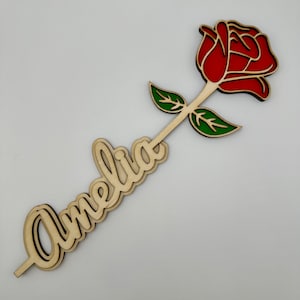 Personalized Wood Rose, Forever Rose, Mother&#39;s Day Gift, Valentines Day, Anniversary, Birthday, Teacher Gift, Memorial Rose, Laser Cut Rose