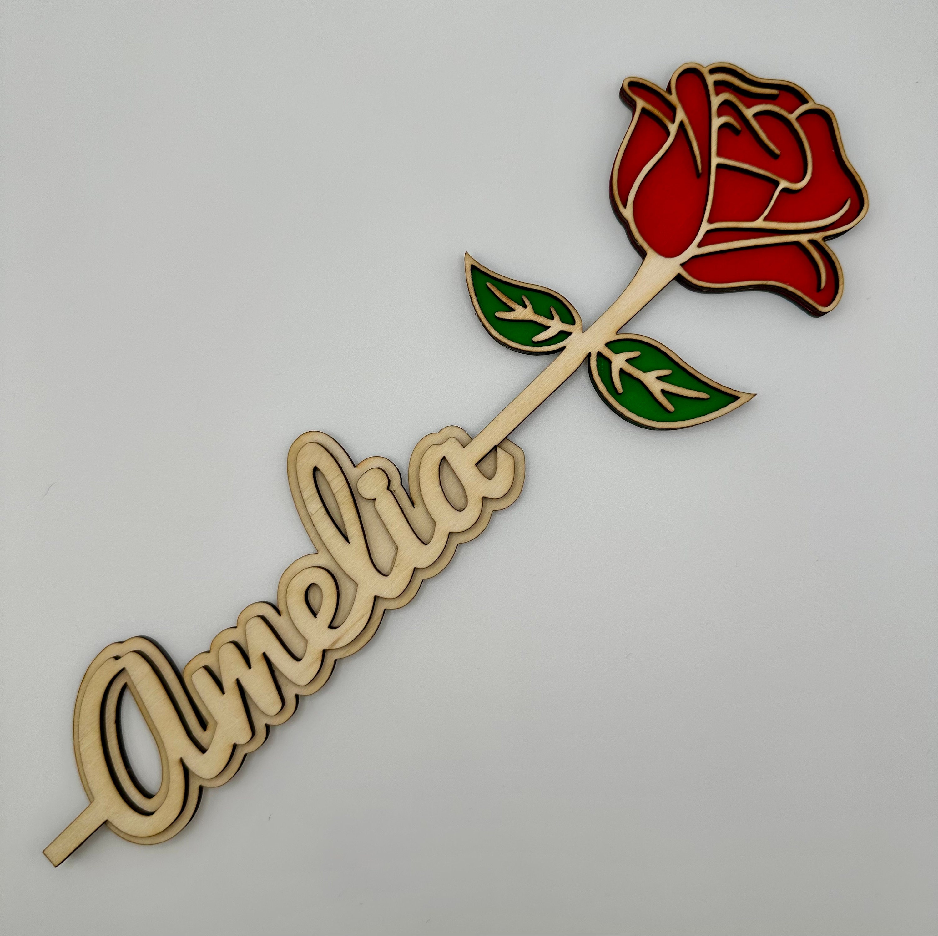 Personalized Wood Rose, Forever Rose, Mother's Day Gift, Valentines Day, Anniversary, Birthday, Teacher Gift, Memorial Rose, Laser Cut Rose