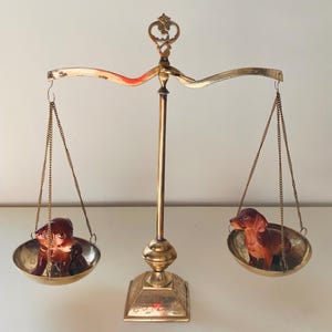 Vintage Ornamental Brass Weigh Scales, Etched Brass Vintage Weigh Scales, Decorative Brass Scales