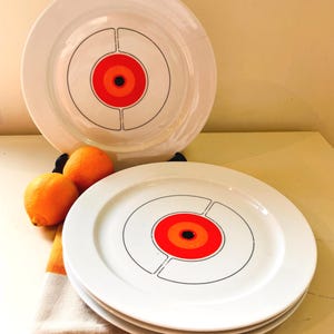 Vintage Thomas Germany Eclipse Pattern Set of 4 Dinner Plates, Thomas Peacock Eye Design