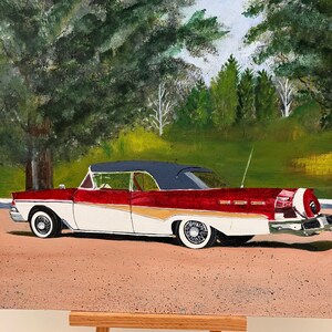 Toile originale vintage - Voiture Americana classique ? 1958 Ford Fairlane