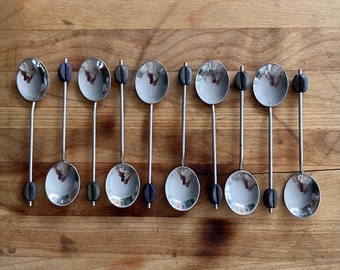 Set of 10 Silver Plated Coffee Bean Spoons, Silver Plated Teaspoons