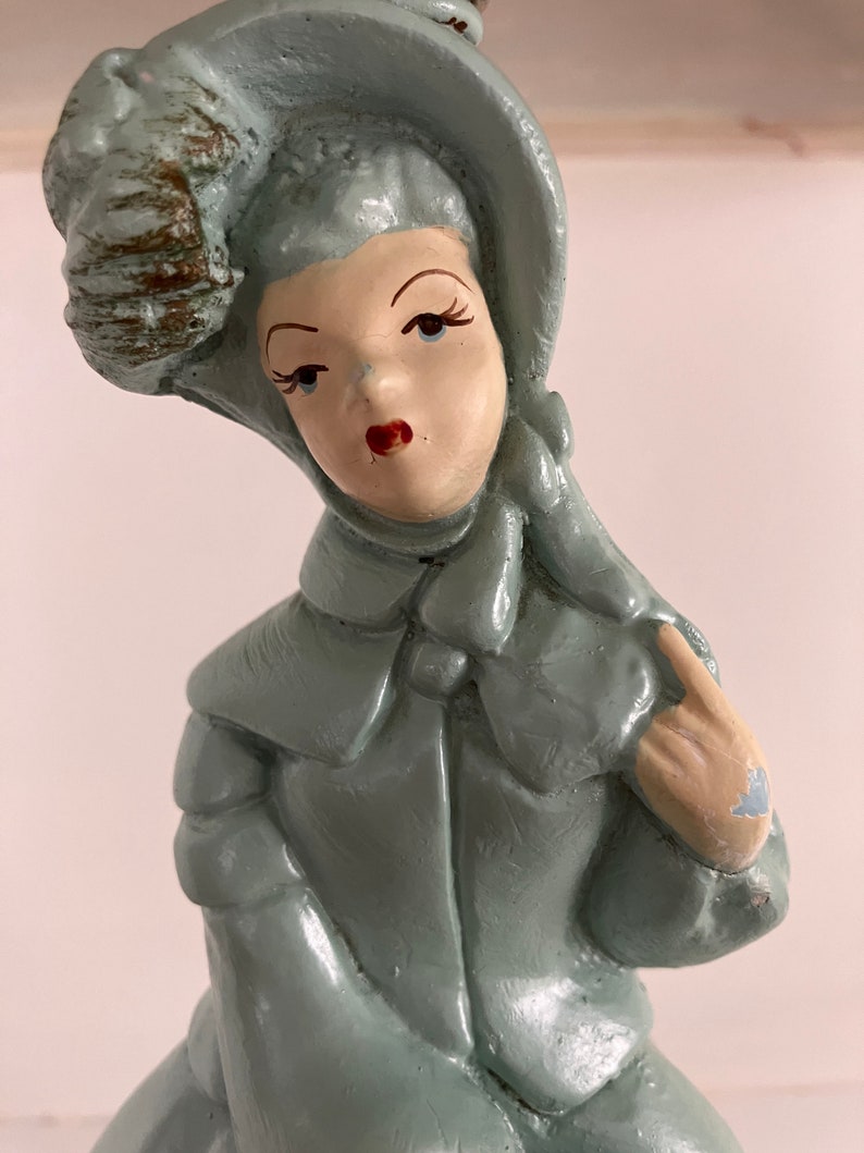 Vintage Figural 19th Century Lady Boudoir Lamp Chalk Ware Lady Lamp, 1940's Lady Lamp, Vintage Leviton Lamp, Boudoir Lady Lamp image 8