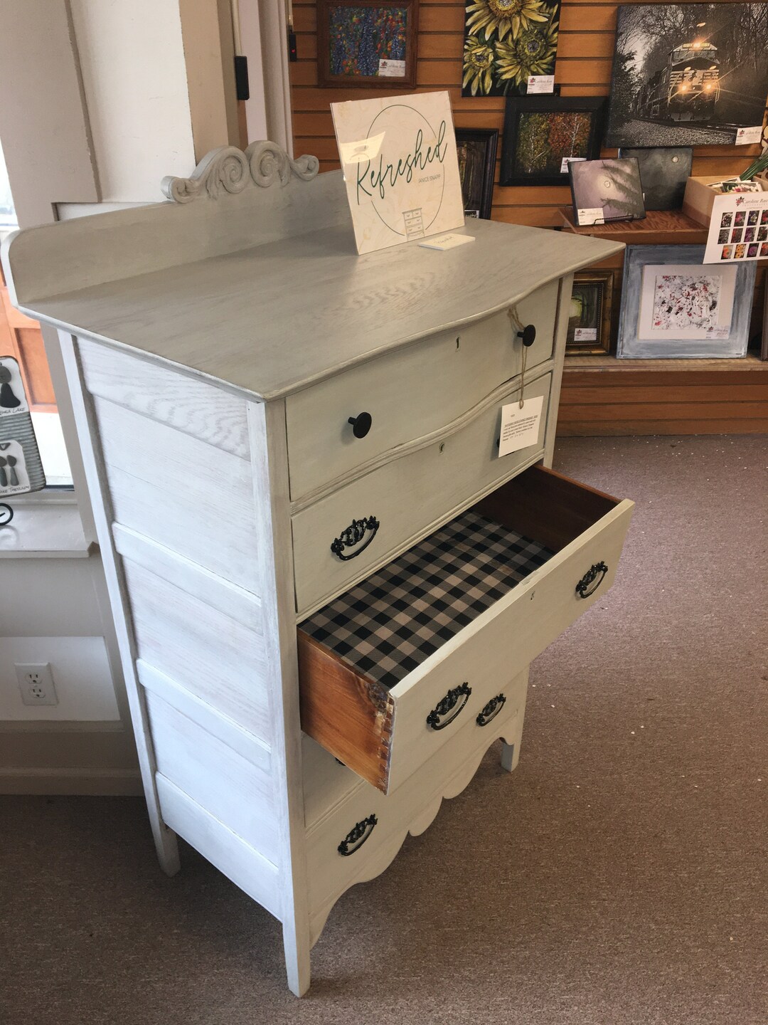 Vintage Oak Tall Boy Dresser Etsy