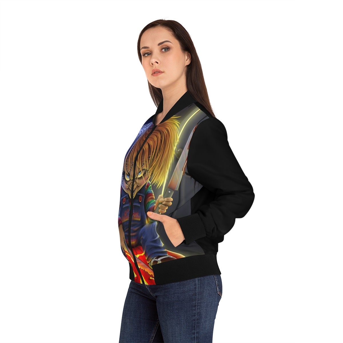1980's Horror Film Movie Chucky Childs Play Bomber Jacket