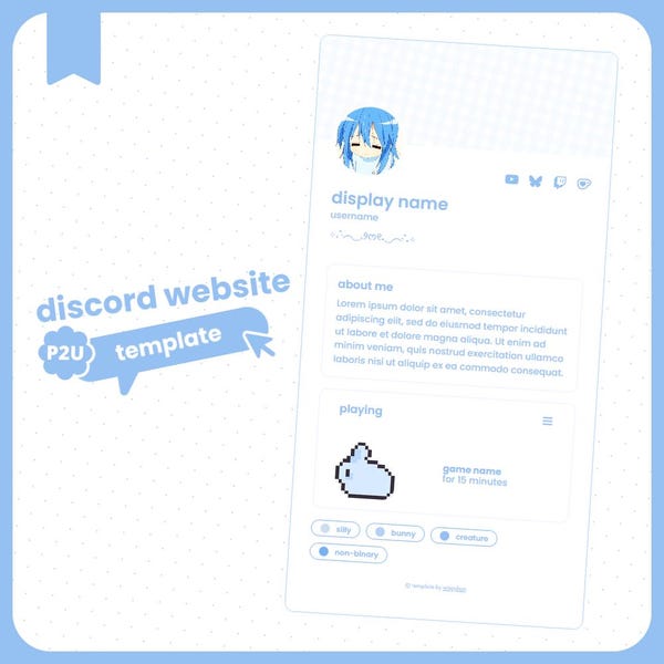 Discord Profilkarte Website Template | Personalisierbar | Für Künstler, Kreative, Streamer & Vtuber