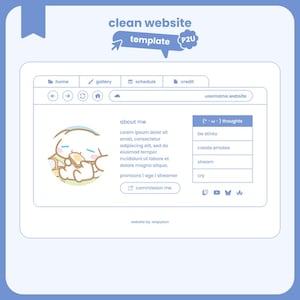 Simple Clean Carrd Website Template | Customizable | For Artists, Creators, Streamers, & Vtubers