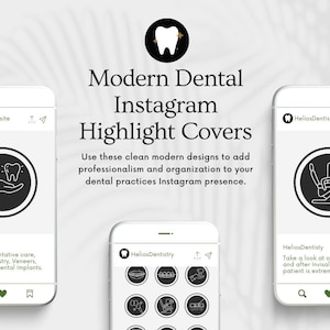 Dental Instagram Story Highlight Covers Modern Black and Gray