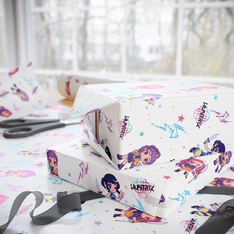 KPOP Demon Hunters Huntrix Patterned Wrapping Paper Anime Gift Wrap ...