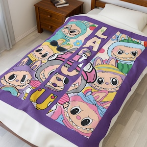 Labubu Blanket Cute Kawaii Plush Throw for Kids Fans and Collectors