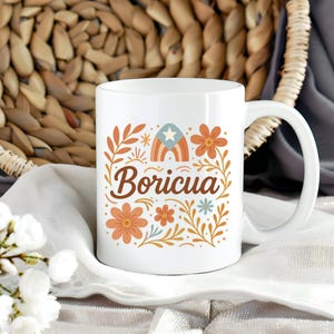 Boricua Coffee Mug Boho Puerto Rican Floral 11oz 15oz