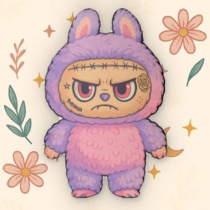 Labubu Inspired Plush Pillow Cute Kawaii Toycore Room Decor Gift
