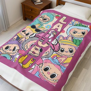 Labubu Blanket Cute Kawaii Plush Throw for Kids Fans and Collectors