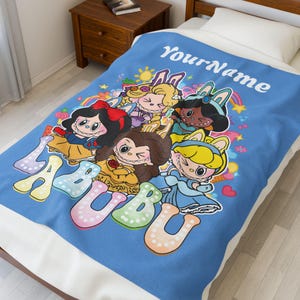 Custom Labubu Blanket Personalized Kids Name Throw Kawaii Plush Gift
