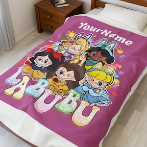Custom Labubu Blanket Personalized Kids Name Throw Kawaii Plush Gift
