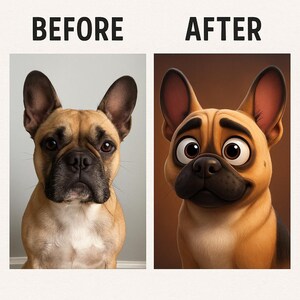 Custom Pet Portrait in Pixar Style | Dog or Cat Cartoon Drawing from Photo | Digital Animal Art Gift