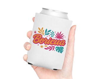 Boricua Can Cooler Coozie Puerto Rican Pride Tropical Boho Drink Sleeve Standard Skinny Size Summer Beach Party Gift