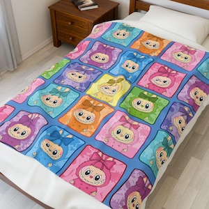 Labubu Blanket Cute Kawaii Plush Throw for Kids Fans and Collectors