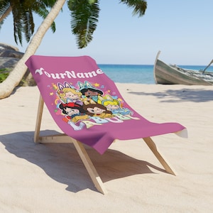 Toalla de playa Labubu personalizada, regalo personalizado para niños