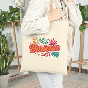 Boricua Tote Bag Puerto Rico Pride Canvas Bag Tropical Market Tote Latinx Gift Eco Friendly Bag Caribbean Floral Design