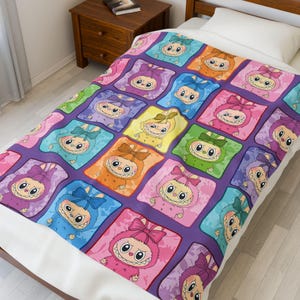 Labubu Blanket Cute Kawaii Plush Throw for Kids Fans and Collectors