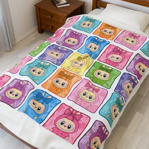 Labubu Blanket Cute Kawaii Plush Throw for Kids Fans and Collectors