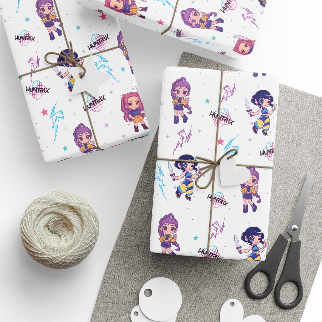 KPOP Demon Hunters Huntrix Patterned Wrapping Paper Anime Gift Wrap ...