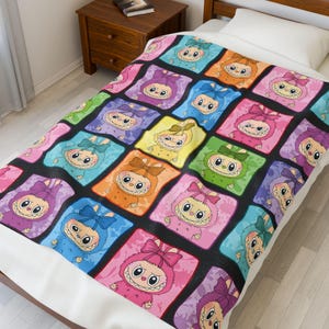 Labubu Blanket Cute Kawaii Plush Throw for Kids Fans and Collectors