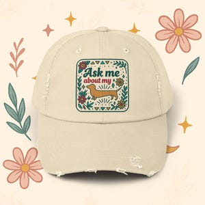 Ask Me About My Wiener Dog Hat Funny Dachshund Baseball Cap Boho Dog Lover Gift Distressed Unisex Pet Owner Hat