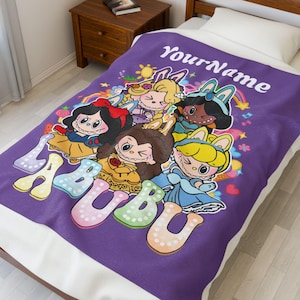Custom Labubu Blanket Personalized Kids Name Throw Kawaii Plush Gift
