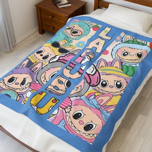 Labubu Blanket Cute Kawaii Plush Throw for Kids Fans and Collectors