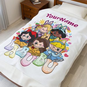 Custom Labubu Blanket Personalized Kids Name Throw Kawaii Plush Gift