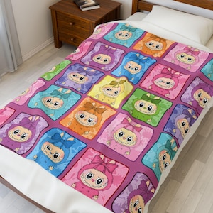 Labubu Blanket Cute Kawaii Plush Throw for Kids Fans and Collectors