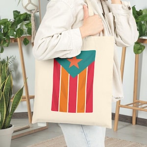 Puerto Rico Tote Bag with Flag Design Boricua Canvas Bag Puerto Rican Pride Reusable Market Bag Latinx Gift Eco Shopper