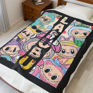 Labubu Blanket Cute Kawaii Plush Throw for Kids Fans and Collectors