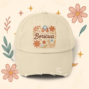 Boricua Dad Hat Puerto Rico Pride Cap Distressed Embroidered Baseball Hat Caribbean Latina Gift Tropical Island Style