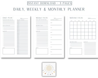 Fillable Printable Daily Planner, Weekly Planner, Monthly Planner - Etsy