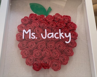 Personalized Apple Paper Flower Shadow Box | Teacher Gift