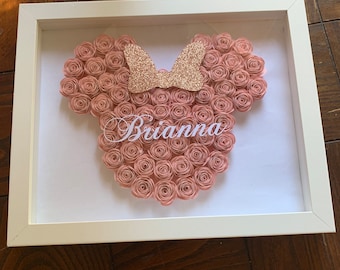 Minnie Mouse Paper Flower Shadow Box: Personalized Nursery Decor