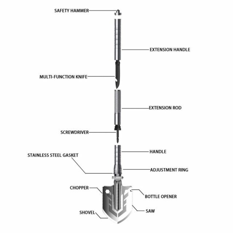 Multipurpose Folding Shovel, Tactical Shovel .survival Tool Camping
