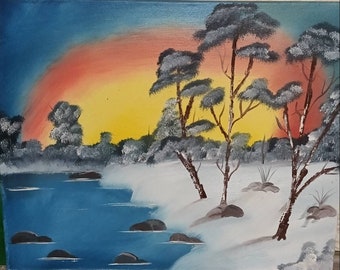 Pintura inspirada em Bob Ross
