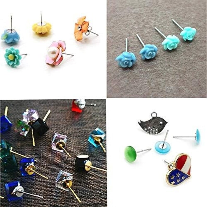 400pcs Hypoallergenic Stainless Steel Earring Posts Flat Pad Studs With
