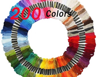 200 Pcs Friendship Bracelet String Skeins Rainbow Color Embroidery Floss Cross Stitch Thread Cotton Floss Bracelet Yarn, Craft Floss